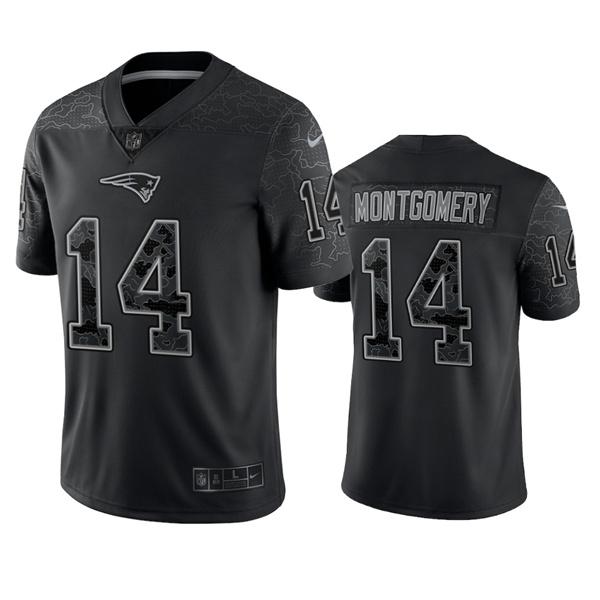 Men's New England Patriots #14 Ty Montgomery Black Reflective Limited Stitched Football Jersey
